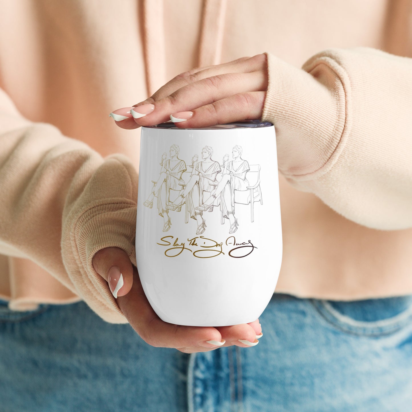 Slay The Day Away Wine tumbler